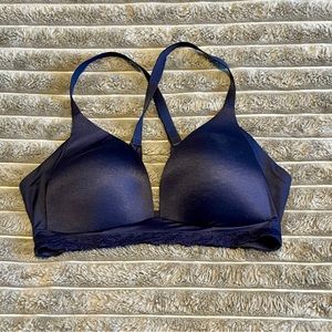 Aerie Sunnie Wireless Crisscross Racerback Navy Blue Bra 34D